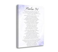 CXHOSTENT Christian Canvas Wall Art Psalm 91 Poster Prints Inspirational Scripture Picture Motivational Bible Verse Paintings for Living Room Church Decor Framed (Purple, 20l x 16w)