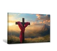 CXHOSTENT Christian Cross Wall Art Religious Canvas Prints Christian Pictures God Poster Living Room Church Room Decor Framed (45L x 30W cm)