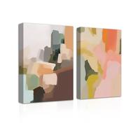 CXHOSTENT Colorful Abstract Wall Art 2 Panel Brown Color Blocks Geometric Shapes Canvas Art Prints Pictures Minimalist Abstract Painting (Abstract-3, 28.00 x 35.00 cms x 2PCS)