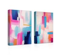CXHOSTENT Colorful Abstract Wall Art 2 Piece Blue and Pink Color Blocks Geometric Shapes Canvas Art Prints Pictures Minimalist Abstract Painting (Abstract-2, 40.00 x 60.00 cms x 2PCS)
