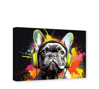 CXHOSTENT Colorful Animal Canvas Wall Art Graffiti Dog Wearing Headphones Picture Print Animals Painting Artwork Decor Frame (Dog - 5, 40.00 x 60.00 cms)
