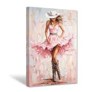 CXHOSTENT Cowgirl Canvas Wall Art Western Wall Decor Western Cowboy Pictures Pink Cowgirl Prints Girls Room Bedroom Decor Framed (45L x 30W cm)