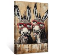 CXHOSTENT Donkey Canvas Wall Art Farmhouse Animals Painting Print Funny Donkey Picture Farm Animals Poster Rustic Rural Farmhouse Kitchen Decor Frame (40.00 x 50.00 cms)