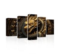 CXHOSTENT Dragon Wall Art 5 Piece Animals Portrait Picture Prints Modern Artwork for Office Bedroom Wall Decor Frame Ready to Hang (Dragon, 12"x16"x2, 12"x24"x2, 12"x32"x1)