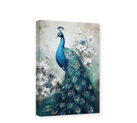 CXHOSTENT Elegance Peacock Canvas Wall Art Animal Painting Print Vintage Blue Peacock and White Floral Picture Artwork Decor Frame (Peacock - 1, 60.00 x 90.00 cms)