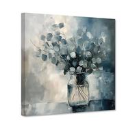 CXHOSTENT Eucalyptus Flower Wall Art Botanical Canvas Art Green Plants Pictures Print Rustic Country Farmhouse Bathroom Bedroom Decor Framed (40L x 40W cm)