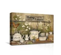 CXHOSTENT Farmhouse Kitchen Wall Art Rustic Flower Canvas Prints Country Tableware Pictures Wall Decor Farm Positive Quotes Painting Gift For Christian (Flower-1, 30.00 x 45.00 cms)