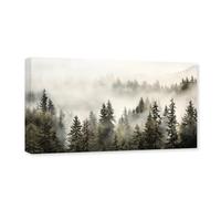 CXHOSTENT Foggy Forest Canvas Wall Art - Misty Forest Mountain Range Landscape Pine Tree Pictures - Large Living Room Decor Frame (30.00 x 60.00 cms)
