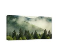 CXHOSTENT Foggy Forest Canvas Wall Art Misty Forest Wall Art Mountain Range Pine Tree Scenery Pictures Large Living Room Decor Frame (Forest - 3, 40.00 x 80.00 cms)