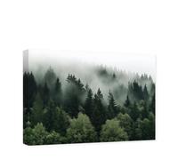 CXHOSTENT Foggy Forest Canvas Wall Art Misty Forest Wall Art Pine Tree Nature Landscape Pictures Print Large Living Room Decor Frame (Forest - 2, 40.00 x 60.00 cms)