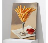 CXHOSTENT French Fries Wall Art Kitchen Pictures Wall Decor Vintage Food Posters Still Life Canvas Print Farmhouse Dining Room Decor Framed (30.00 x 45.00 cms)