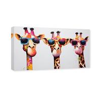 CXHOSTENT Giraffe Pictures Wall Decor Colorful Animal Canvas Wall Art Graffiti Giraffe Painting Print Animal Artwork Kids Room Decor Frame (Giraffe - 3, 40L x 80W cm)