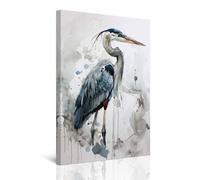 CXHOSTENT Heron Canvas Wall Art Sea Bird Heron Picture Coastal Birds Poster Prints Beach Animal Painting for Farmhouse Bathroom Decor Framed (Black, 40.00 x 60.00 cms)
