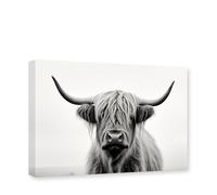 CXHOSTENT Highland Cow Canvas Wall Art Black and White Animal Pictures Print Rustic Cattle Painting Poster Farmhouse Decor Frame (Highland Cow - 1, 40.00 x 60.00 cms)
