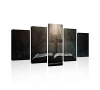 CXHOSTENT Holy Bible Wall Art Jesus Picture for Wall 5 Piece Bible Verse Canvas Prints Christian Spiritual Paintings Religious Artwork Easter Decor Framed (Black, 8"x14"x2 8"x18"x2 8"x22"x1)