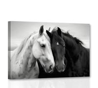 CXHOSTENT Horse Canvas Wall Art Farmhouse Animal Decor Couple Horses Pictures Print Western Landscape Painting Rustic Living Room Decor Framed (40L x 60W cm)
