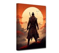 CXHOSTENT Japanese Samurai Wall Art Japan Warrior Portrait Painting Prints Armored Samurai Canvas Picture Bushido Artwork for Boy Man Room Decor (Samurai-1, 40.00 x 60.00 cms)