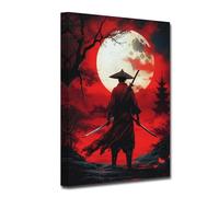 CXHOSTENT Japanese Samurai Wall Art Japan Warrior Portrait Painting Prints Armored Samurai Canvas Picture Bushido Artwork for Boy Man Room Decor (Samurai-2, 40.00 x 60.00 cms)