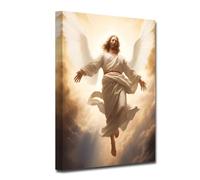 CXHOSTENT Jesus Angel Wings Wall Art God Portrait Poster Prints Christian Canvas Art Painting for Spiritual Prayer Room Bedroom Home Decor Framed (Jesus-4, 30.00 x 45.00 cms)