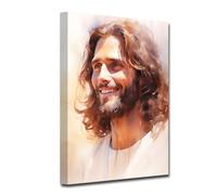 CXHOSTENT Jesus Canvas Wall Art Christian Jesus Portrait Picture Prints God Posters Watercolor Artwork for Spiritual Room Bedroom Home Decor Framed (Jesus-3, 30.00 x 45.00 cms)