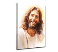 CXHOSTENT Jesus Canvas Wall Art Christian Jesus Portrait Picture Prints God Posters Watercolor Artwork for Spiritual Room Bedroom Home Decor Framed (Jesus-1, 30.00 x 45.00 cms)