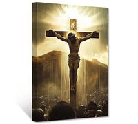 CXHOSTENT Jesus Wall Art Christian Canvas Art Cross Picture Print Religious Painting God Poster Catholic Artwork Living Room Bedroom Decor Framed (40.00 x 50.00 cms)