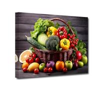 CXHOSTENT Kitchen Canvas Wall Art Fruit Picture Various Fresh Fruits Vegetable Painting Prints for Kitchen Restaurant Dining Room Decor Framed (Fruit-1, 30.00 x 45.00 cms)
