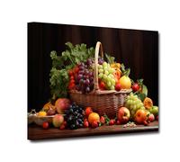 CXHOSTENT Kitchen Canvas Wall Art Fruit Picture Various Fresh Fruits Vegetable Painting Prints for Kitchen Restaurant Dining Room Decor Framed (Fruit-2, 50.00 x 75.00 cms)