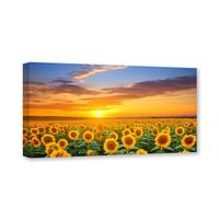 CXHOSTENT Large Sunflower Canvas Wall Art Sunflower Field Sunset Landscape Pictures Yellow Flower Painting Print Living Room Decor Frame (Sunflower - 5, 50.00 x 100.00 cms)