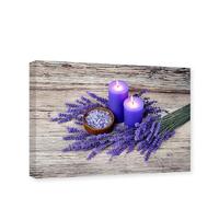 CXHOSTENT Lavender Bathroom Canvas Wall Art Purple Lavender and Candle Picture Print Modern Artwork Bedroom Office Decor Frame (Zen - 1, 30.00 x 45.00 cms)