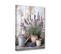 CXHOSTENT Lavender Canvas Wall Art Purple Floral Painting Country Flower Picture Print Rustic Farmhouse Kitchen Bedroom Decor Frame (30.00 x 45.00 cms)