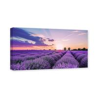 CXHOSTENT Lavender Flower Canvas Wall Art Purple Lavender Field Sunset Pictures Floral Painting Print Large Living Room Decor Frame (Lavender - 2, 50.00 x 100.00 cms)