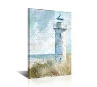 CXHOSTENT Lighthouse Pictures Wall Art Coastal Bathroom Decor Ocean Seascape Canvas Prints Beach Paintings Nautical Scenery Artwork Home Decor Framed (Azure, 18L x 12W)