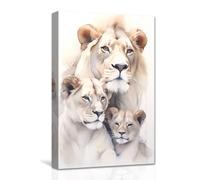 CXHOSTENT Lion Family Canvas Wall Art Abstract Lion Lioness and Cub Picture Prints Watercolor African Animal Portrait Paintings for Office Decor (Lion-2, 30.00 x 45.00 cms)