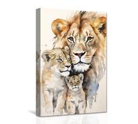 CXHOSTENT Lion Family Canvas Wall Art Abstract Lion Lioness and Cub Picture Prints Watercolor African Animal Portrait Paintings for Office Decor Frame (A-1, 40.00 x 60.00 cms)