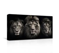 CXHOSTENT Lion Wall Art Black and White Wild Animals Portrait Picture Prints Modern Artwork for Office Bedroom Wall Decor Frame Ready to Hang (30.00 x 60.00 cms)