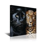 CXHOSTENT panther Wall Art Leopard Canvas Prints panther & Leopard Pictures Big Cat Poster African Wild Animal Paintings Bedroom Decor (White, 18L x 18W)