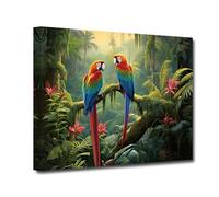 CXHOSTENT Parrot Wall Art Colorful Parrot Standing on Branch Canvas Art Prints Birds Picture Tropical Rain Forest Animal Poster for Home Decor (Parrot-3, 40.00 x 60.00 cms)