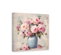 CXHOSTENT Peony Flower Canvas Wall Art Pink Floral Pictures Wall Decor Peony Flowers in a Vase Painting Print Bathroom Bedroom Decor Frame (Floral - 4, 40.00 x 40.00 cms)