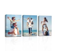 CXHOSTENT Photo Canvas Prints Custom Personalized Gifts Upload Your Image to Canvas set of 3 Customized Picture Wall Art for Wedding Family Pet Framed (Frame, 15.00 x 20.00 cms x 3PCS)
