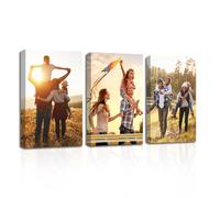 CXHOSTENT Photo Canvas Prints Custom Personalized Gifts Upload Your Image to Canvas set of 3 Customized Picture Wall Art for Wedding Family Pet Framed (Frame, 40.00 x 60.00 cms x 3PCS)