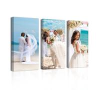 CXHOSTENT Photo Canvas Prints Custom Personalized Gifts Upload Your Image to Canvas set of 3 Customized Picture Wall Art for Wedding Family Pet Framed (Frame, 20.00 x 40.00 cms x 3PCS)
