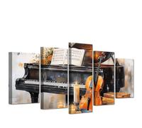 CXHOSTENT Piano Canvas Wall Art 5 Panels Music Wall Decor Colorful Piano Pictures Musical Instruments Painting Print Music Room Classroom Decor Framed (25x40cmx2 25x50cmx2 25x60cmx1)
