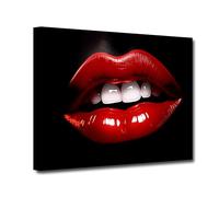CXHOSTENT Red Lips Canvas Wall Art Abstract Black Red Woman Lips Art Poster Fashion Sexy Red Lip Pictures for Girls Room Decor Framed (A-1, 30.00 x 45.00 cms)