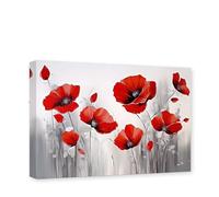 CXHOSTENT Red Poppy Flower Canvas Wall Art Floral Pictures Wall Decor Black and White Background Floral Painting Print Decor Frame (Poppy - 3, 30.00 x 45.00 cms)