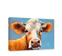 CXHOSTENT Rustic Cow Pictures Wall Decor Farm Animal Canvas Wall Art Farmhouse Cattle Painting Print Bathroom Kitchen Decor Frame (Cow - 2, 30.00 x 45.00 cms)