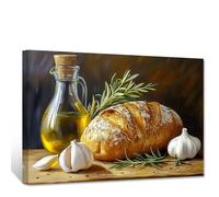 CXHOSTENT Rustic Kitchen Wall Art Bread Pictures Food Canvas Art Vintage Bread Poster Country Farmhouse Kitchen Dining Room Decor Frame (30.00 x 45.00 cms)
