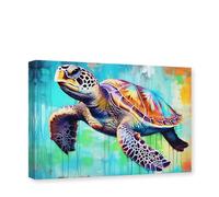 CXHOSTENT Sea Turtle Bathroom Wall Decor Sea Creature Canvas Wall Art Beach Theme Artwork Living Room Kids Room Decor Frame (Sea Turtle - 2, 40.00 x 60.00 cms)