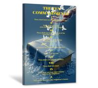 CXHOSTENT The Ten Commandments Wall Art Bible Verse Canvas Art 10 Commandments Wall Decor Christian Pictures Religious Painting Print Living Room Church Room Decor Frame (30.00 x 45.00 cms)
