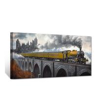 CXHOSTENT Train Canvas Wall Art Steam Train Wall Decor Vintage Railway Pictures Print Old Car Painting Poster Living Room Office Decor Frame (30.00 x 60.00 cms)